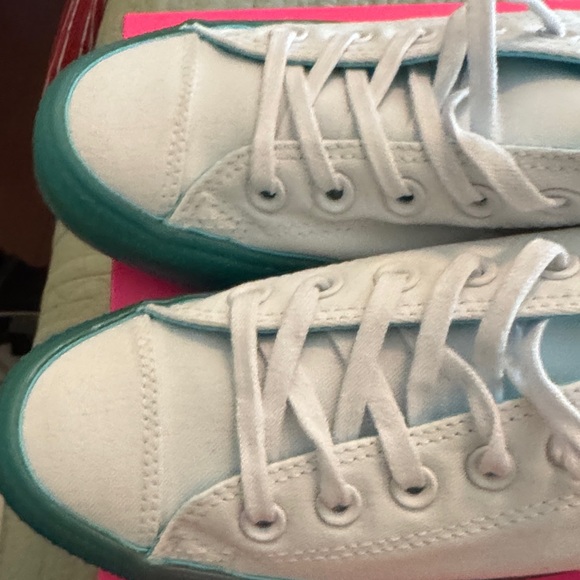 Converse White and Aqua Canvas Shoes - Picture 6 of 8
